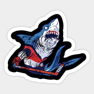 Shark Ice Hockey Player, Vintage Retro Style Sticker